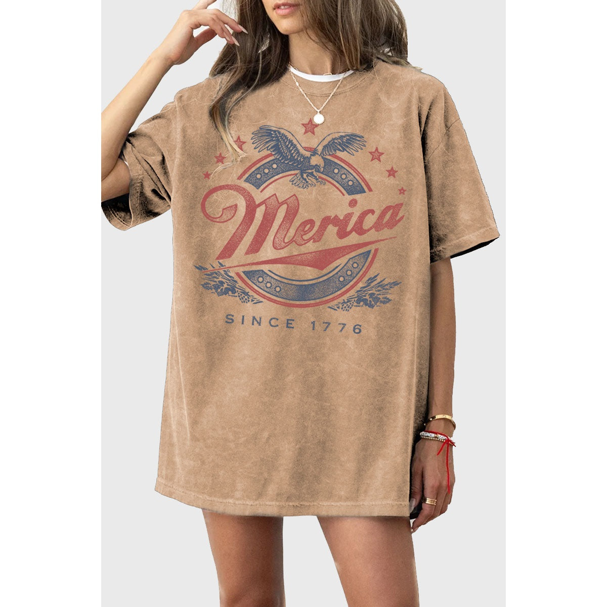 Merica’ Mineral Washed Tee - Taupe