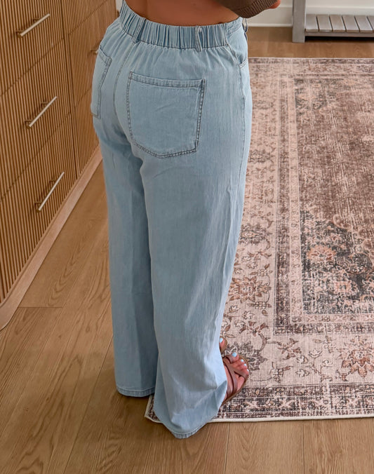 Waist Tie Denim - Light Wash