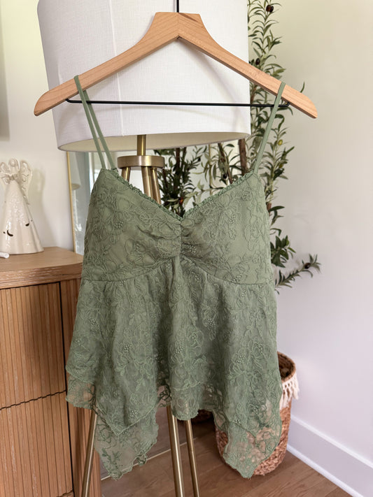After Hours Lace Tank - Olive