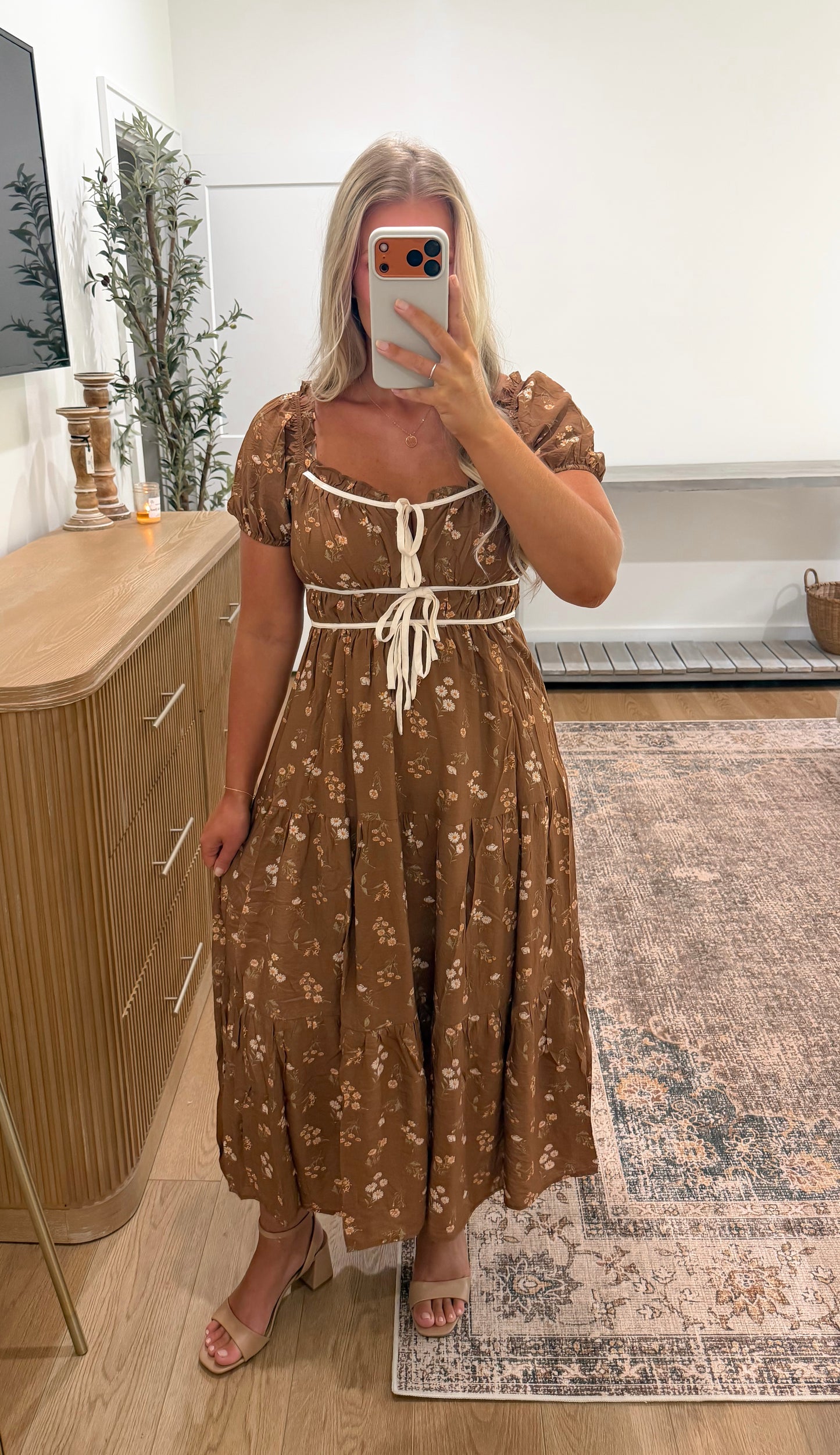 Autumn Blossoms Dress - Brown