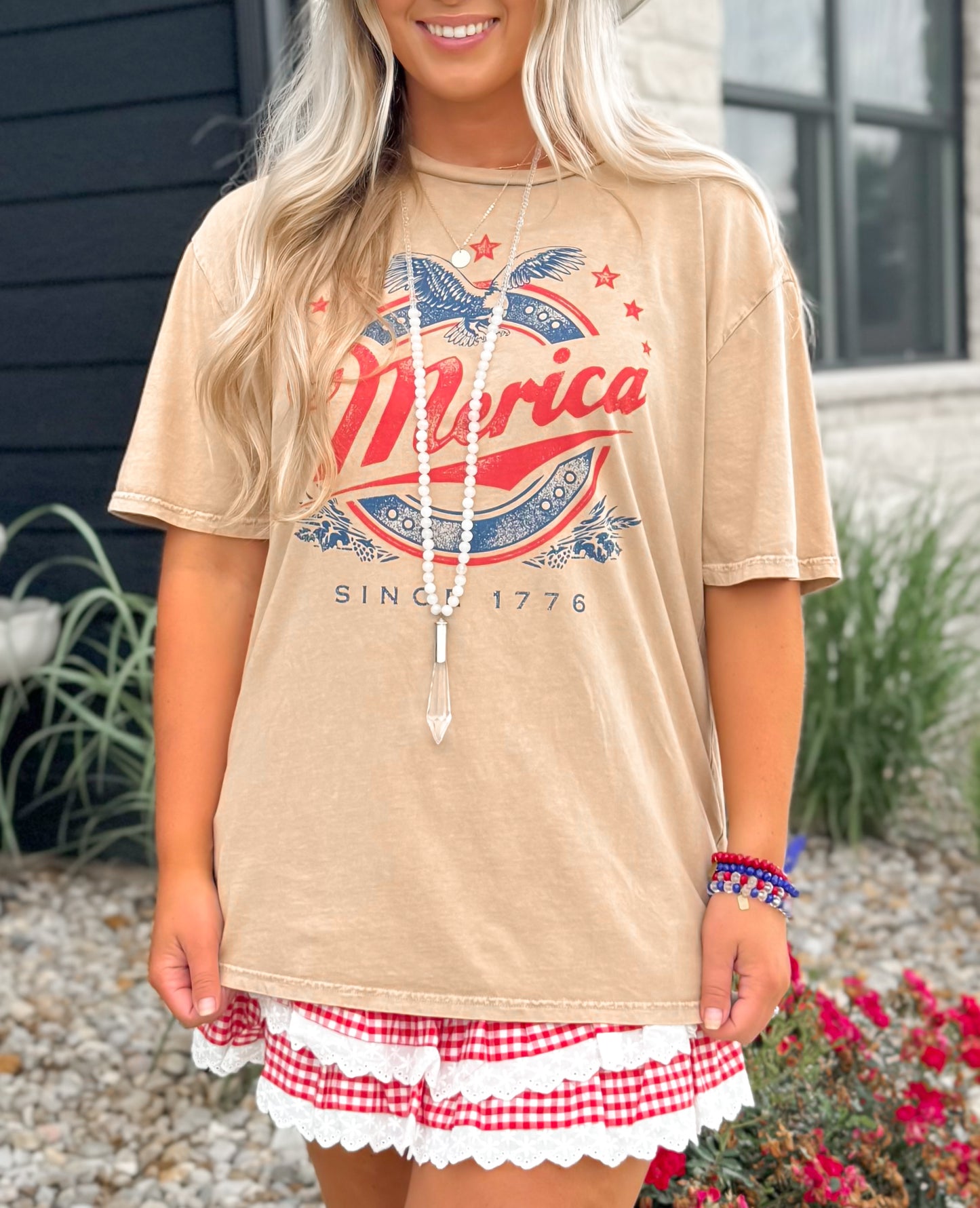 Merica’ Mineral Washed Tee - Taupe