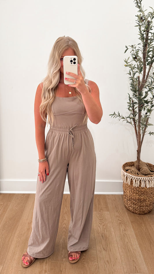 Square Neck Jumpsuit - Mushroom