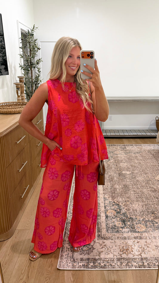 Sweet Harbor Floral Set - Red Orange