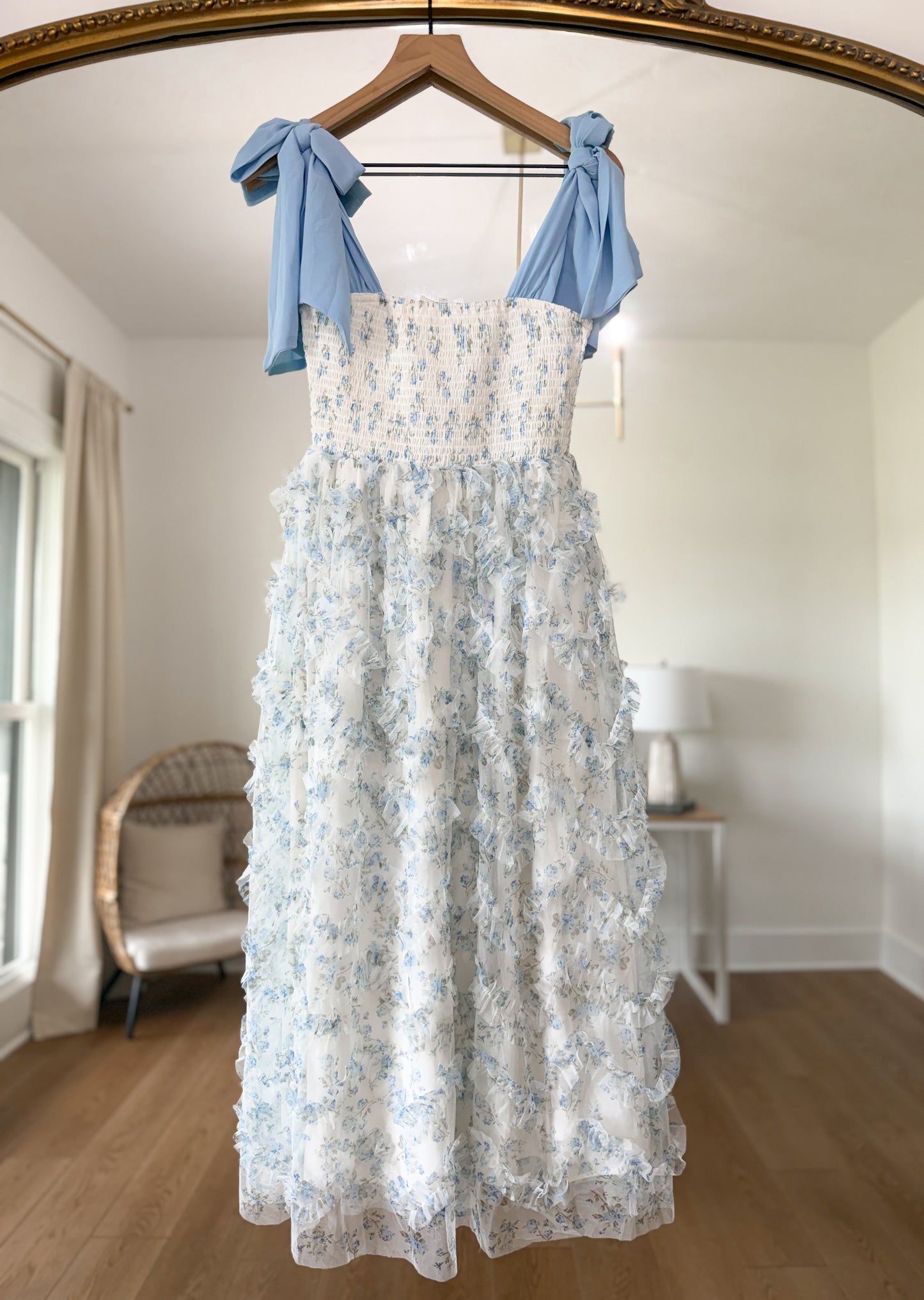 Blooming With Love Floral Dress - Blue