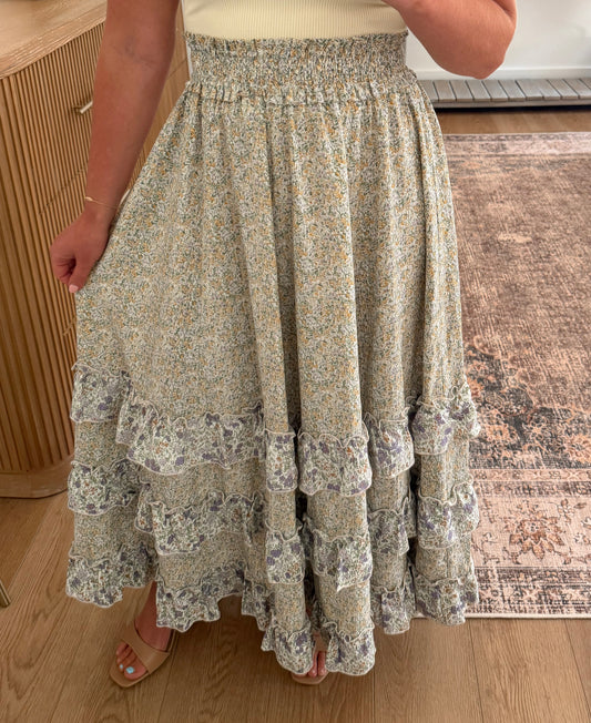 Floral Meadow Maxi Skirt - SMALL