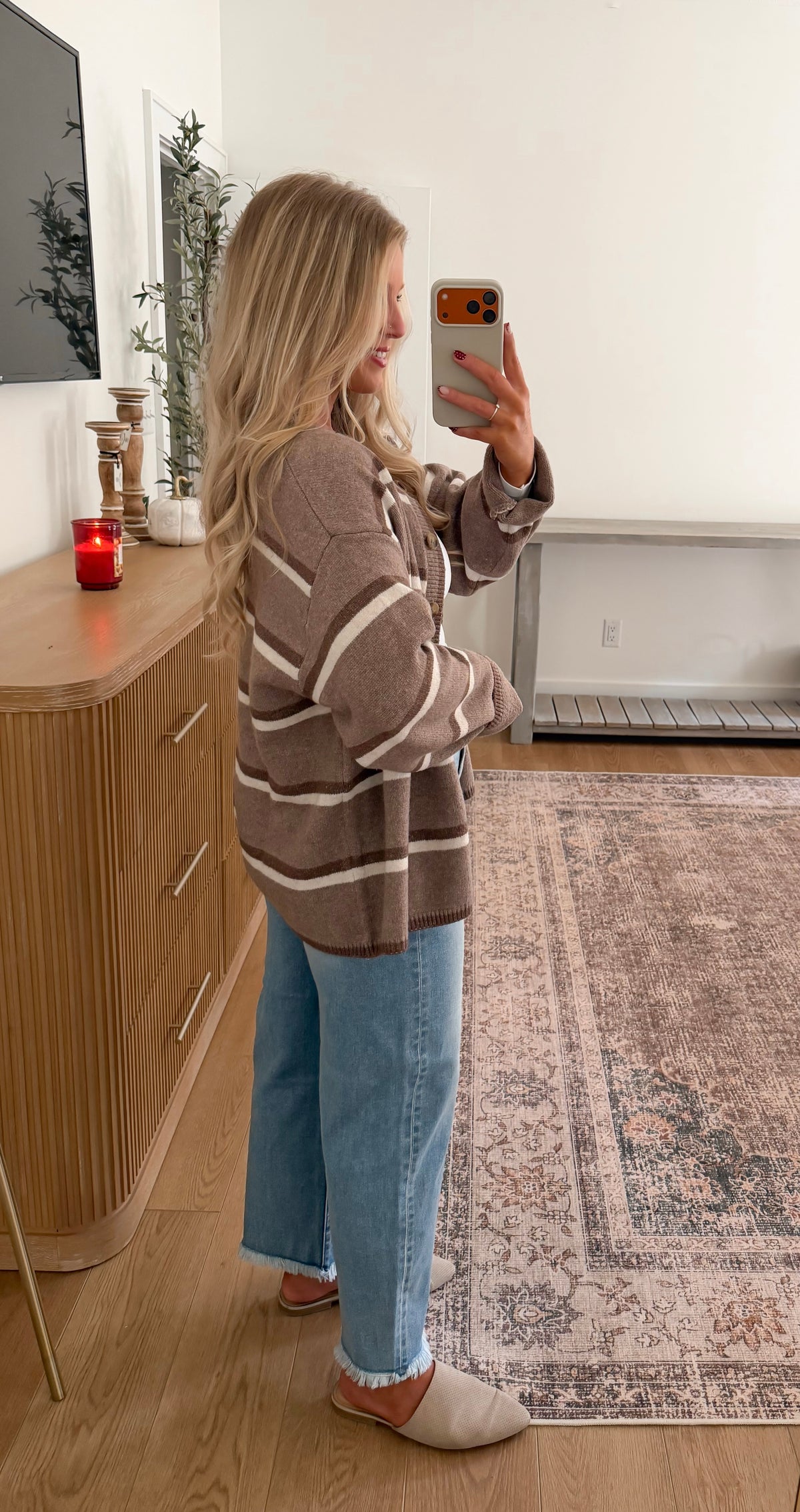 Oversized Timeless Striped Cardigan - Mocha (restocking 10.5)