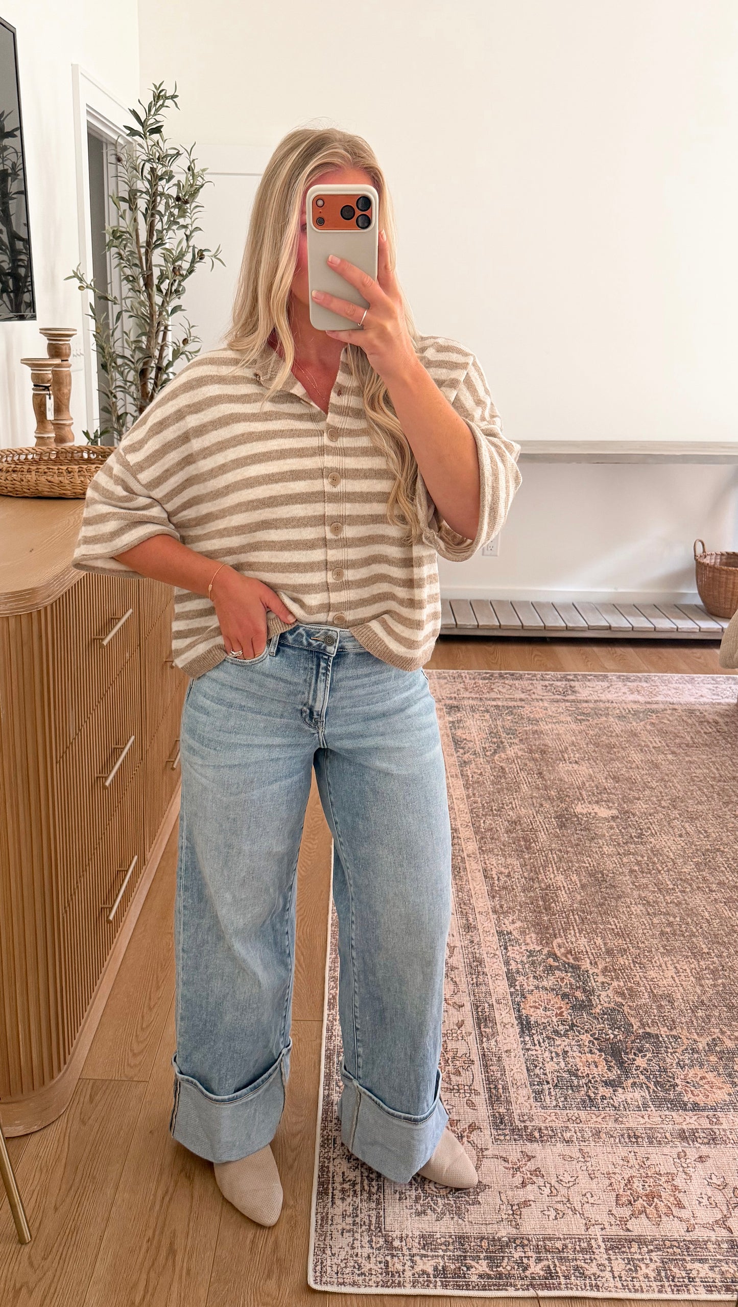 Bella Striped Cardigan - Lt. Mocha