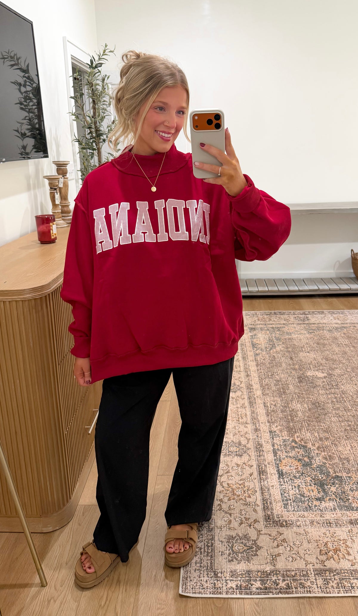 Indiana Candy Striped Mock Neck - Red