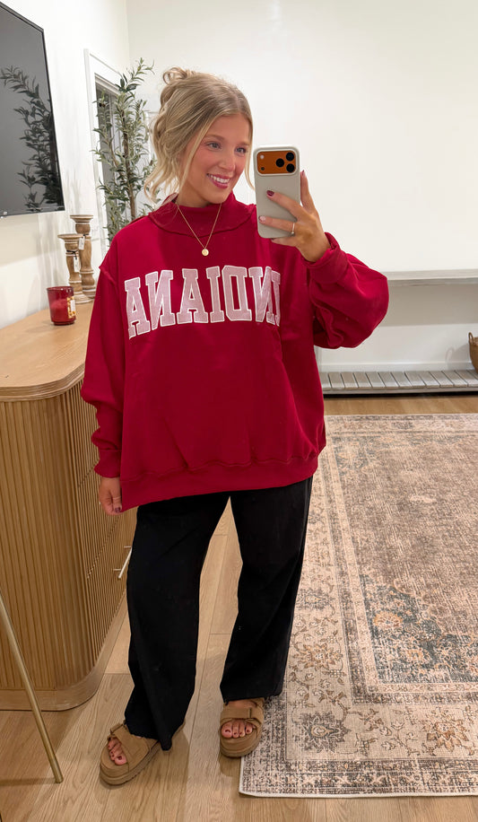 Indiana Candy Striped Mock Neck - Red