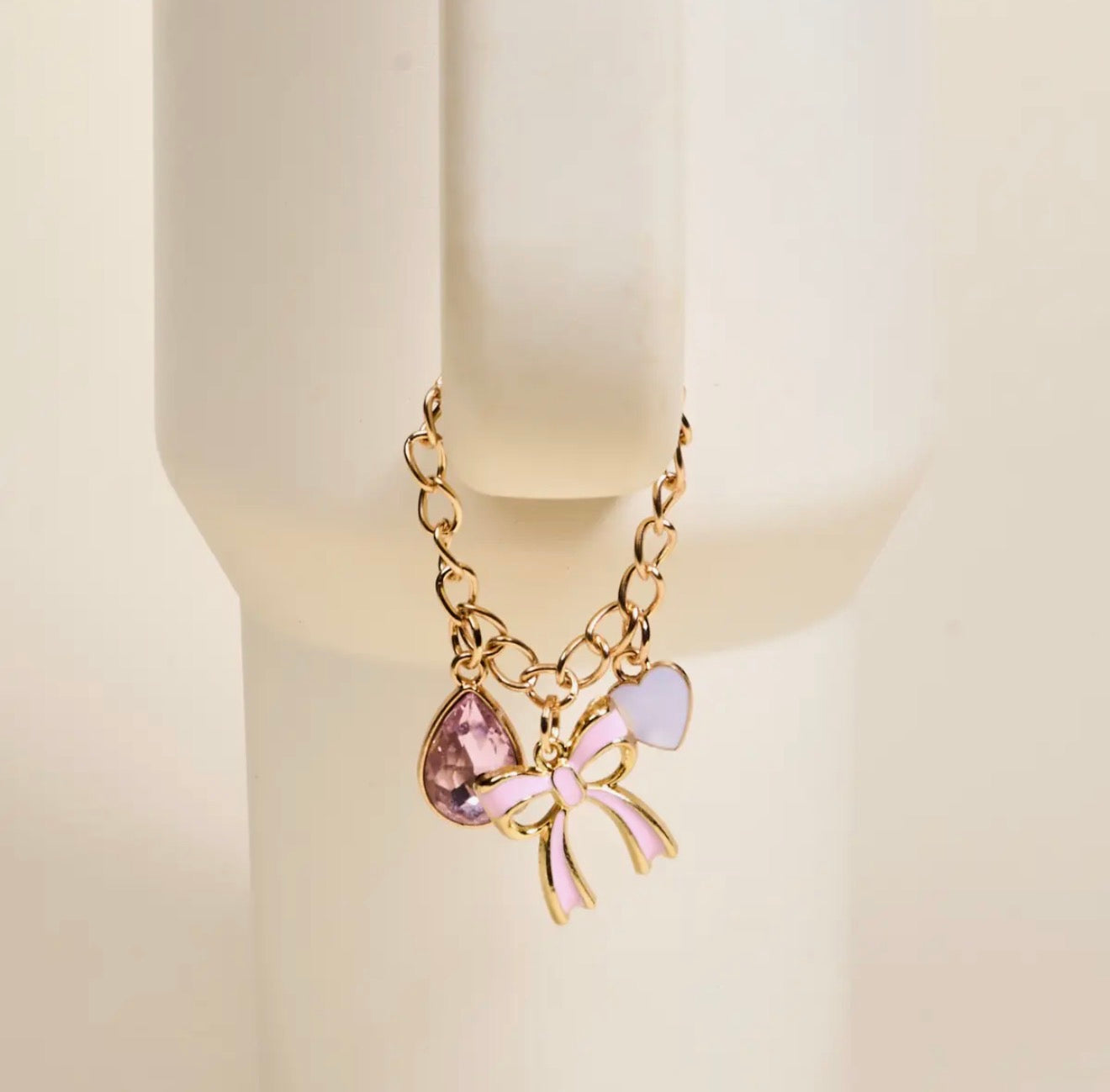 Tumbler Charm - Pink Bow