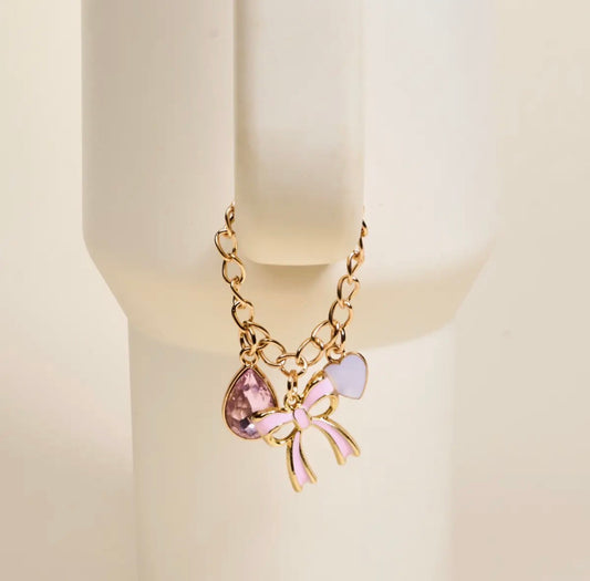 Tumbler Charm - Pink Bow