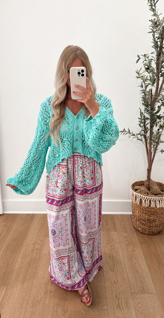 Breezy Summer Nights Cardigan - Aqua