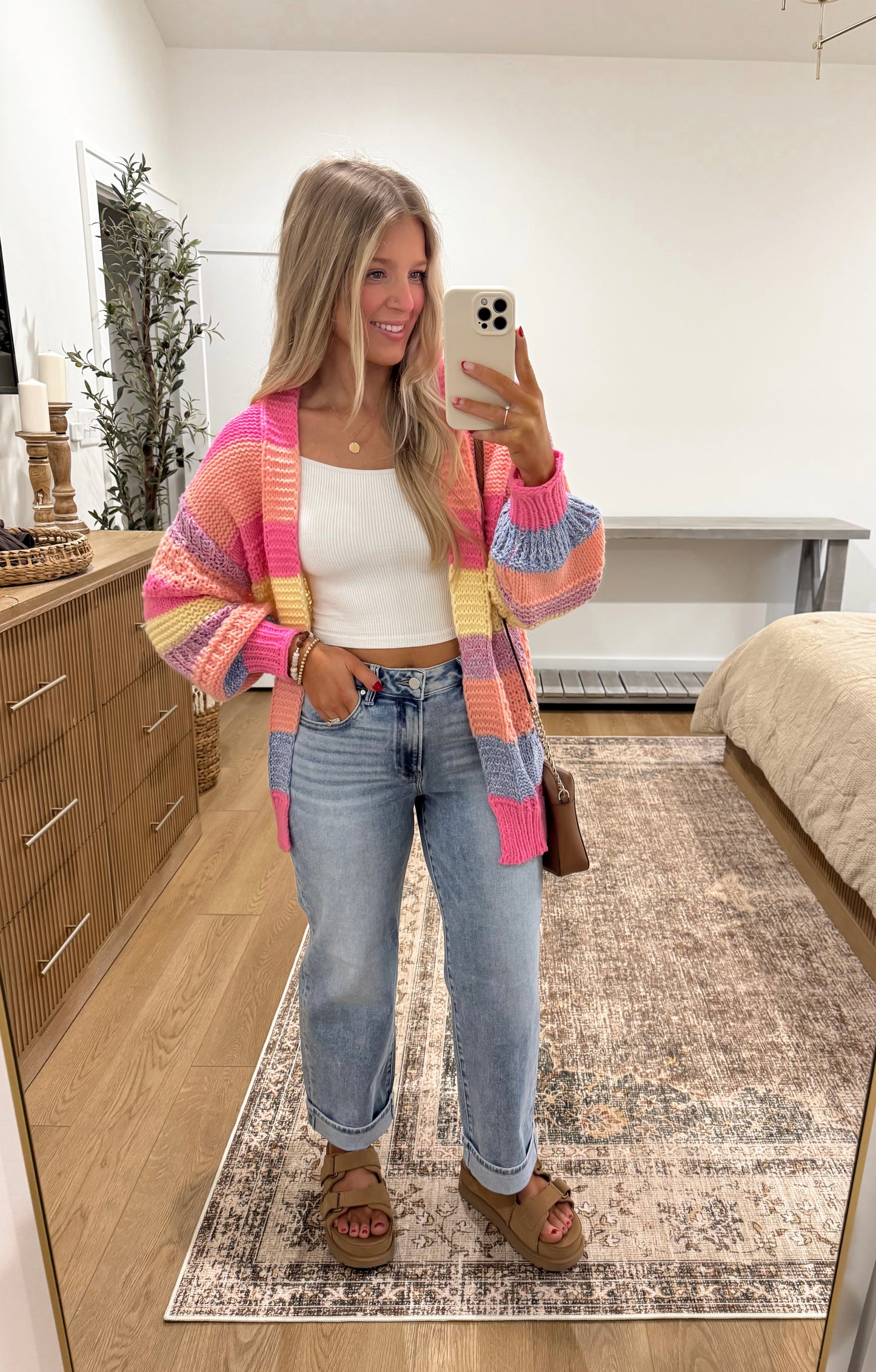 Quilted Striped Cardigan