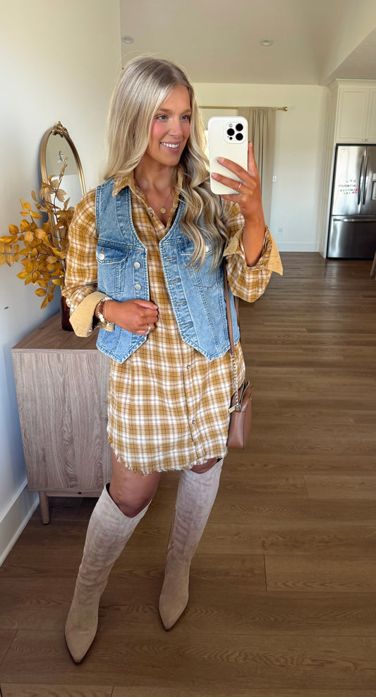 Flannel Dress - Golden