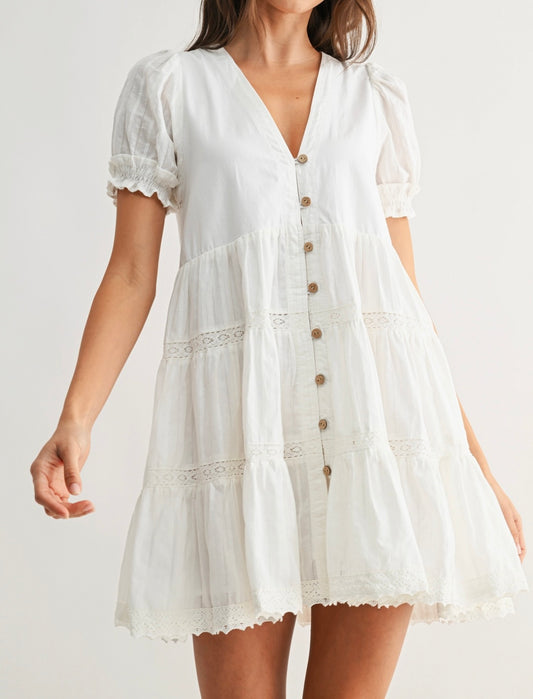 Sunday Stroll Mini Dress - White