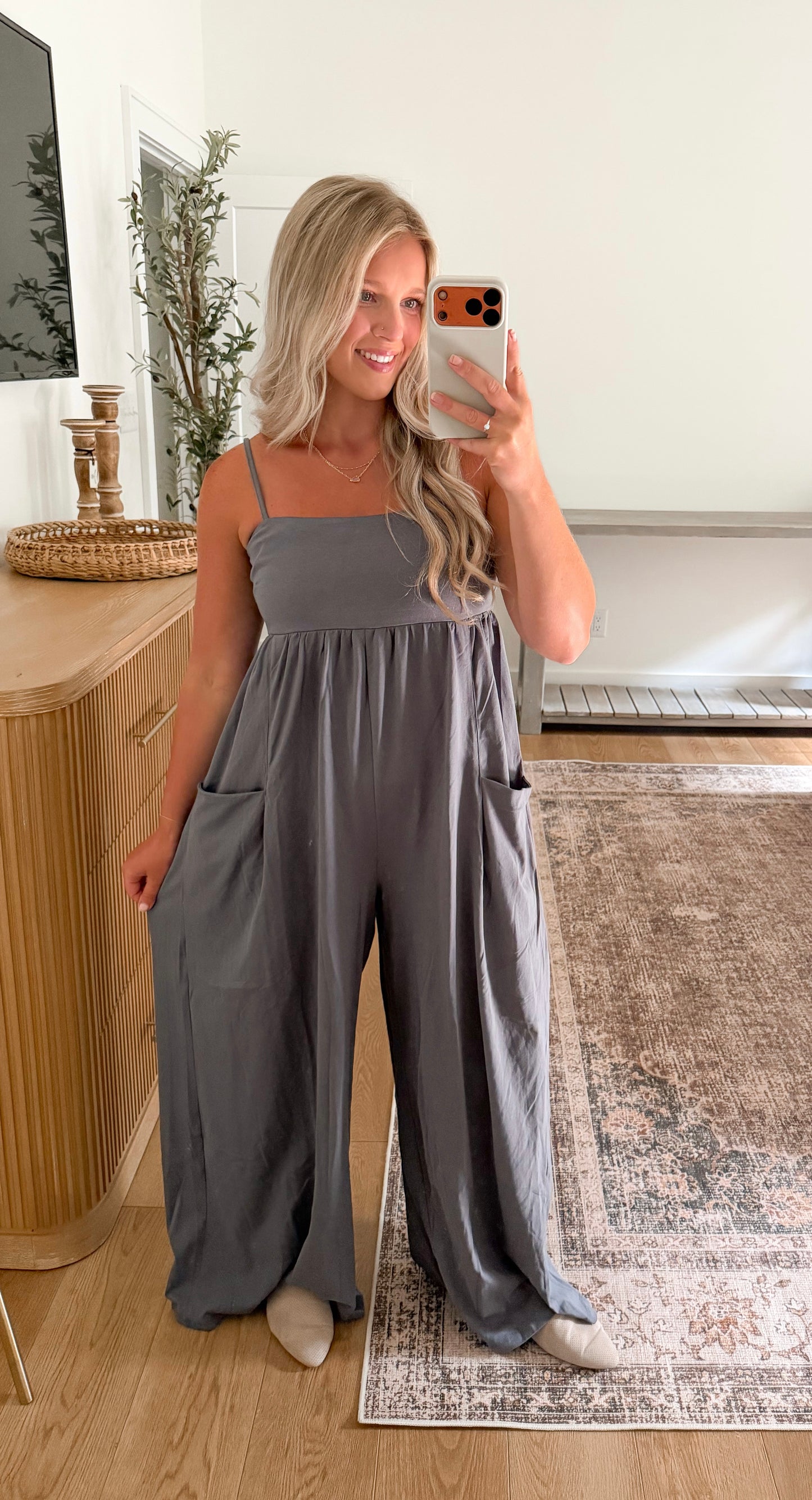Wide Leg Jumpsuit - Charcoal