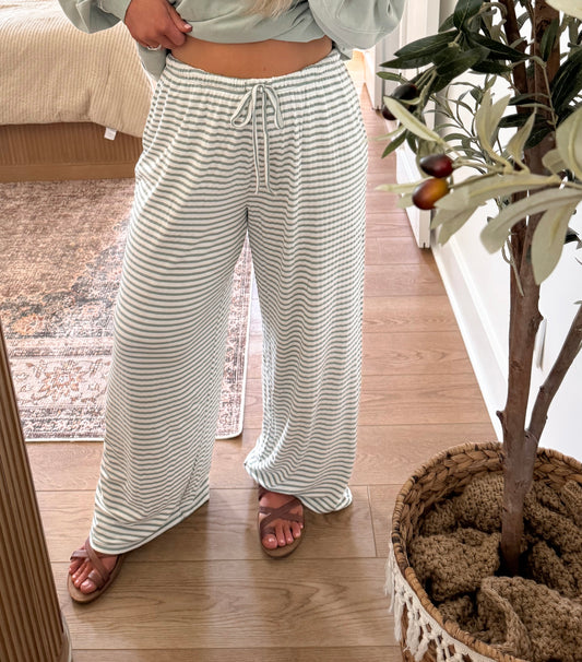 Striped Pants - Sage