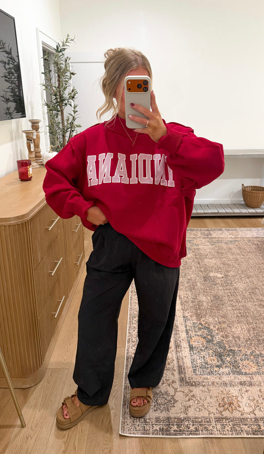Indiana Candy Striped Mock Neck - Red