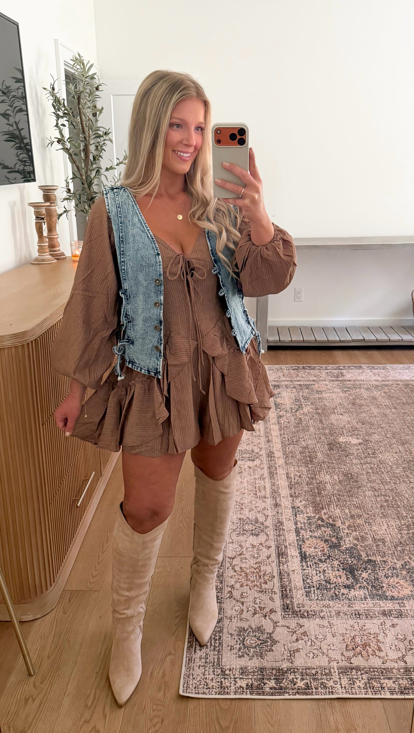 Country Concert Mocha Romper