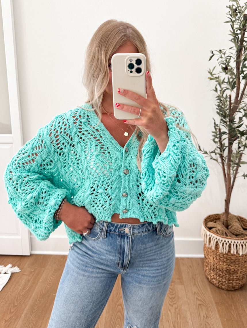 Breezy Summer Nights Cardigan - Aqua