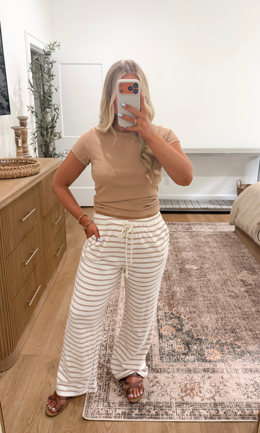 Ribbed Tee - Taupe SMALL