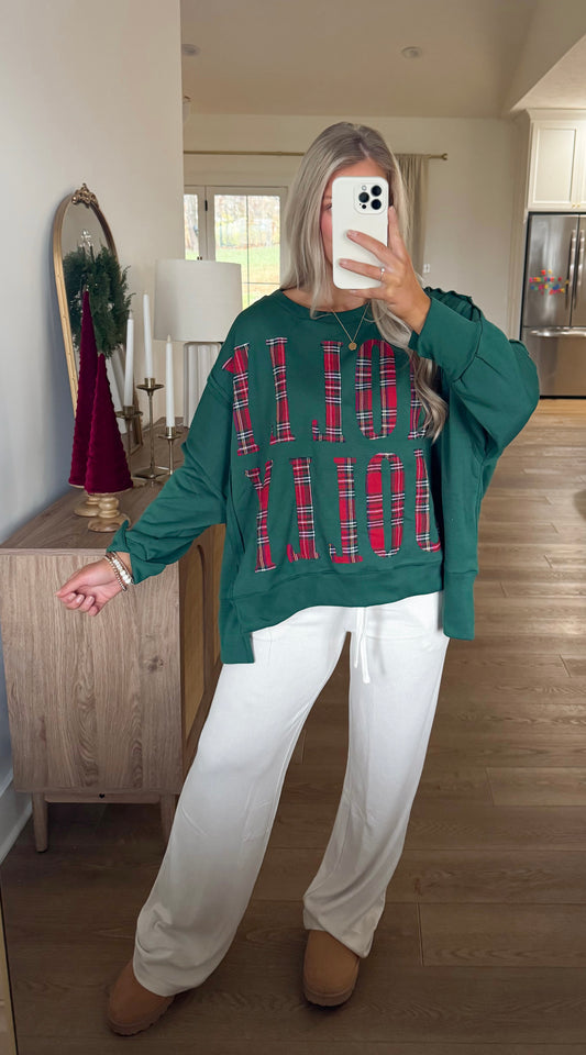 Plaid Holly Jolly Pullover