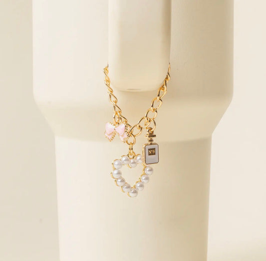 Tumbler Charm - Pearl Heart