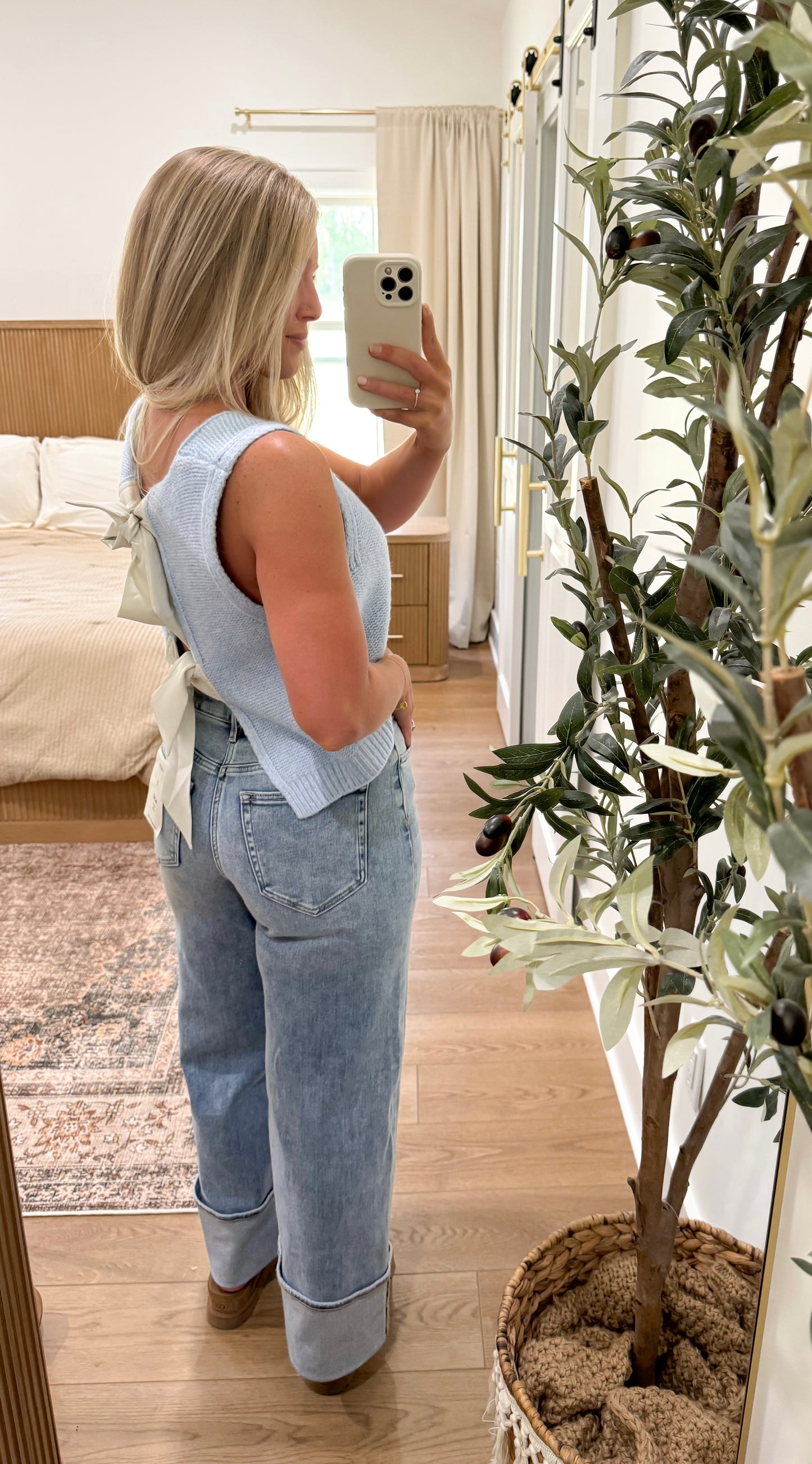 Sweater Bow Tank - Blue