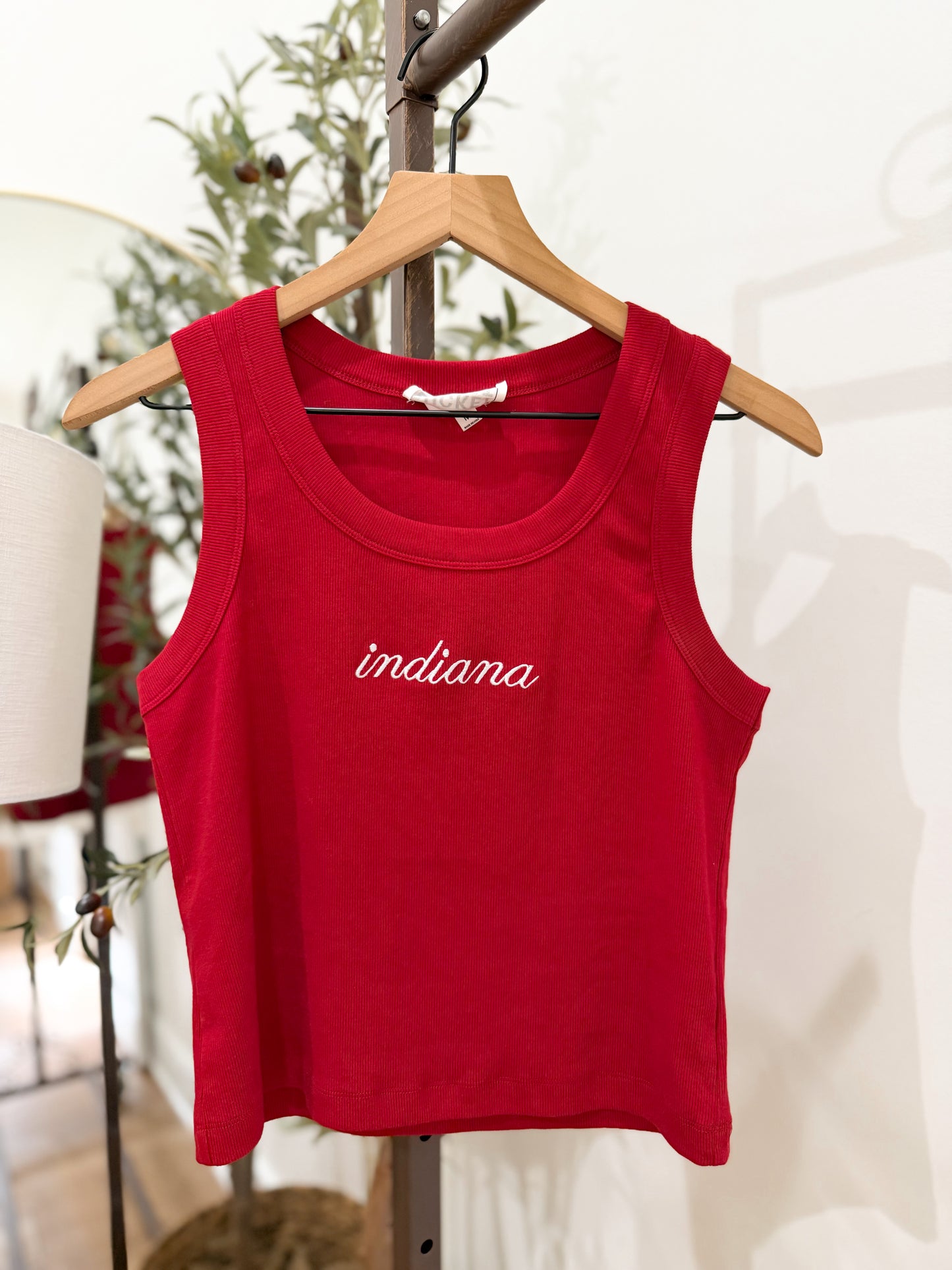 Embroidered Indiana Tank - Crimson (restocking 8.28)