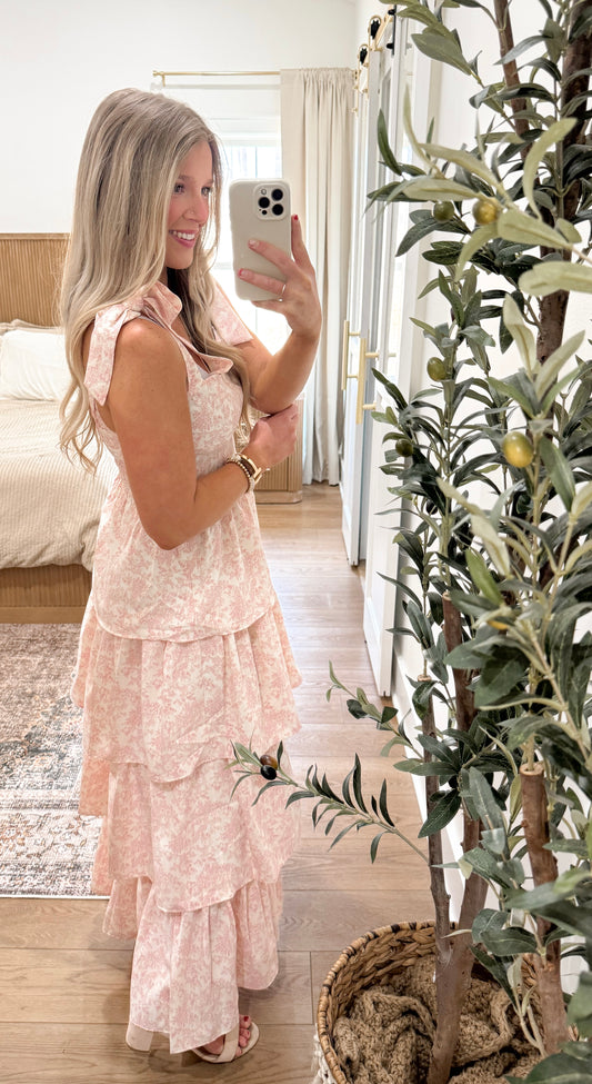 Sweet Pea Floral Tiered Dress - Pink