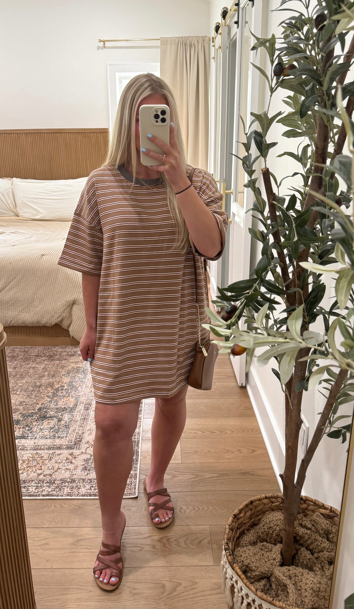 Easy Breezy T-Shirt Dress - Brown SMALL