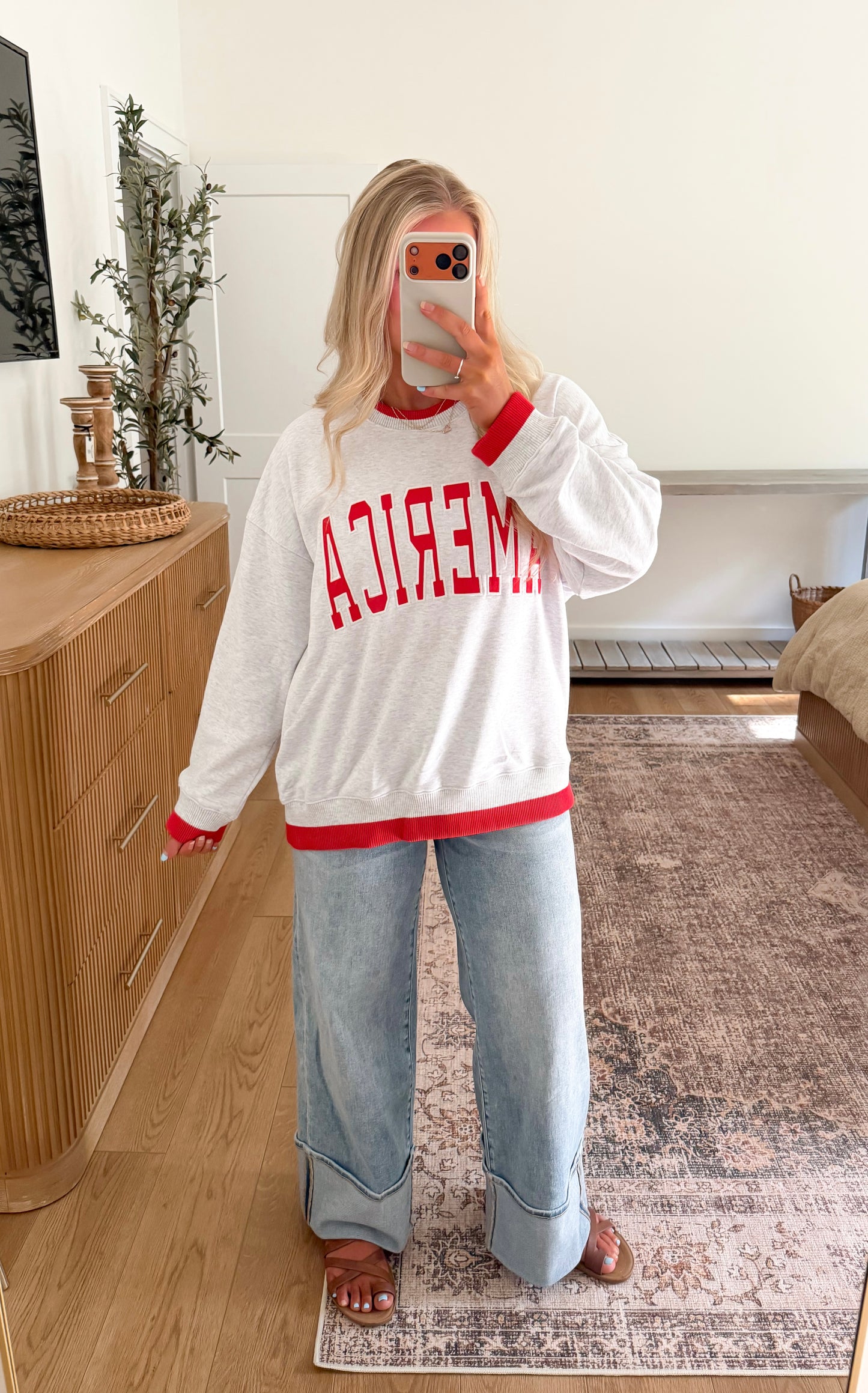 America Embroidered Crewneck