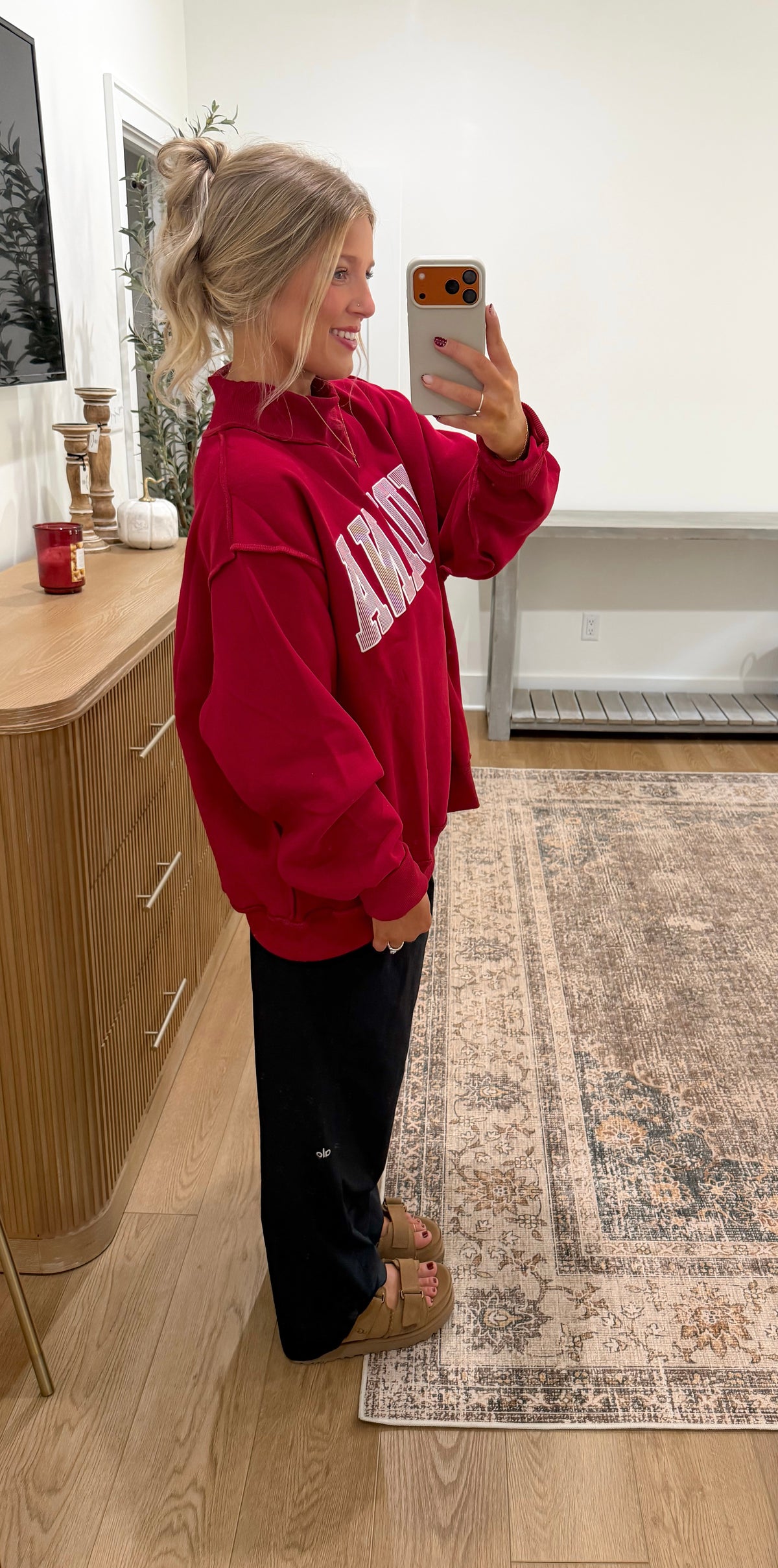 Indiana Candy Striped Mock Neck - Red
