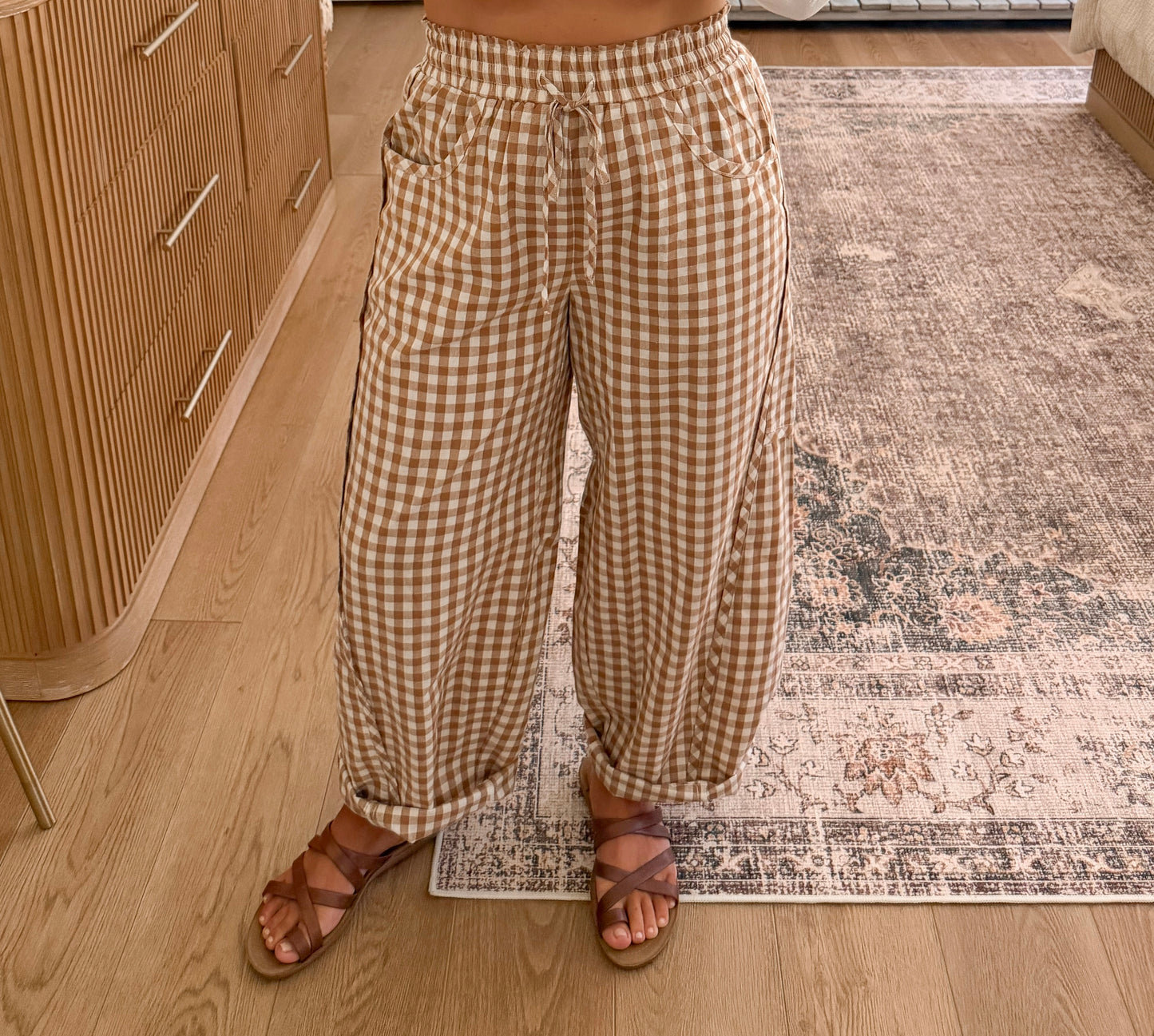 Gingham Barrels - Camel