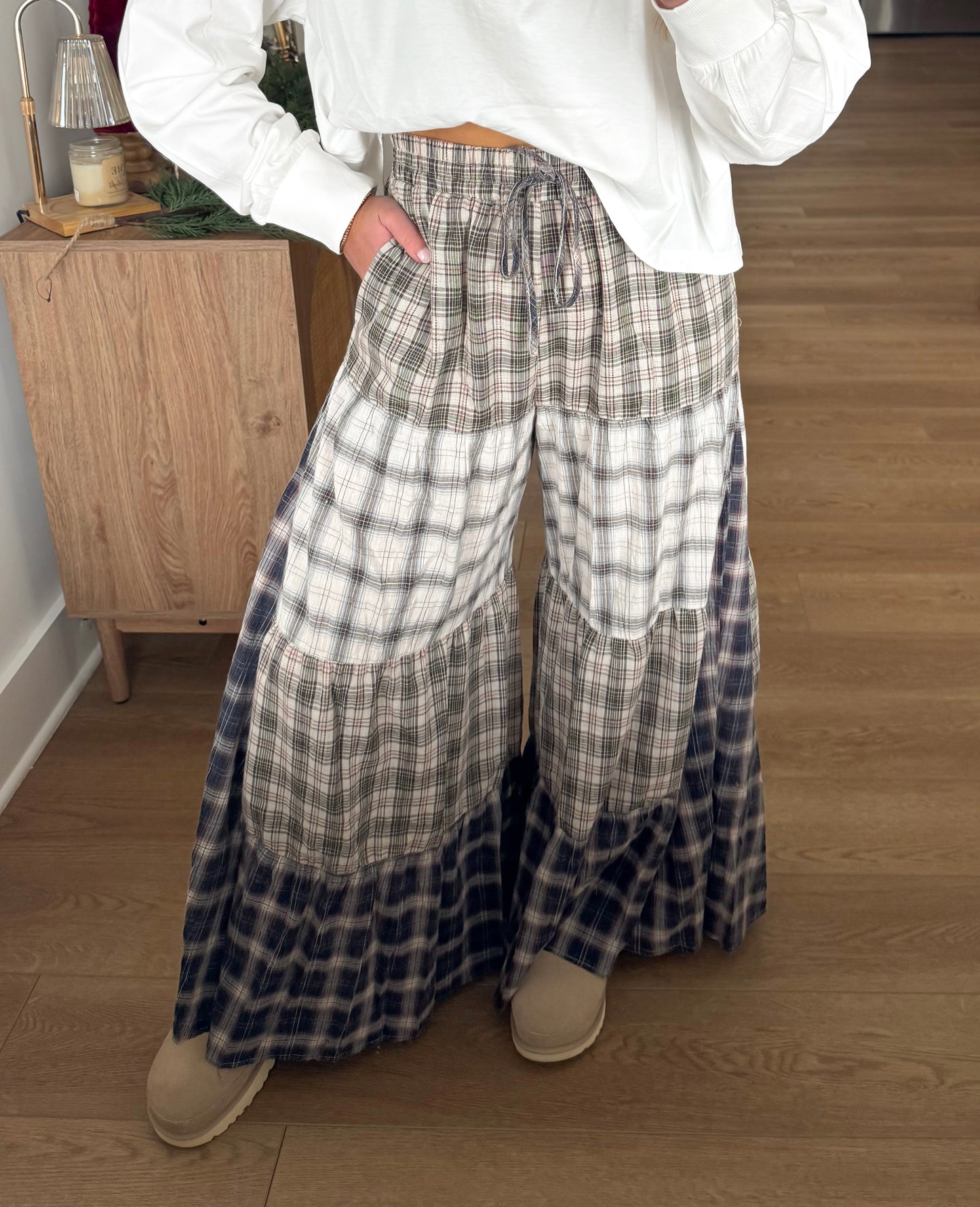 Plaid Patchwork Pants