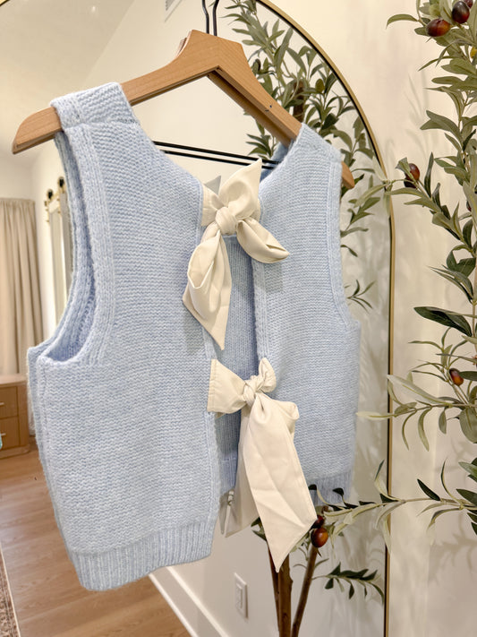 Sweater Bow Tank - Blue