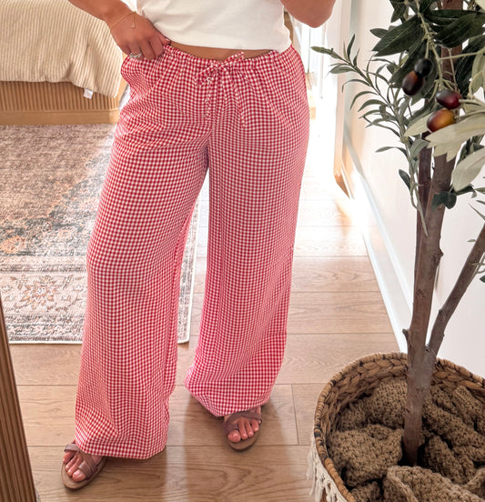 Gingham Pants - Red
