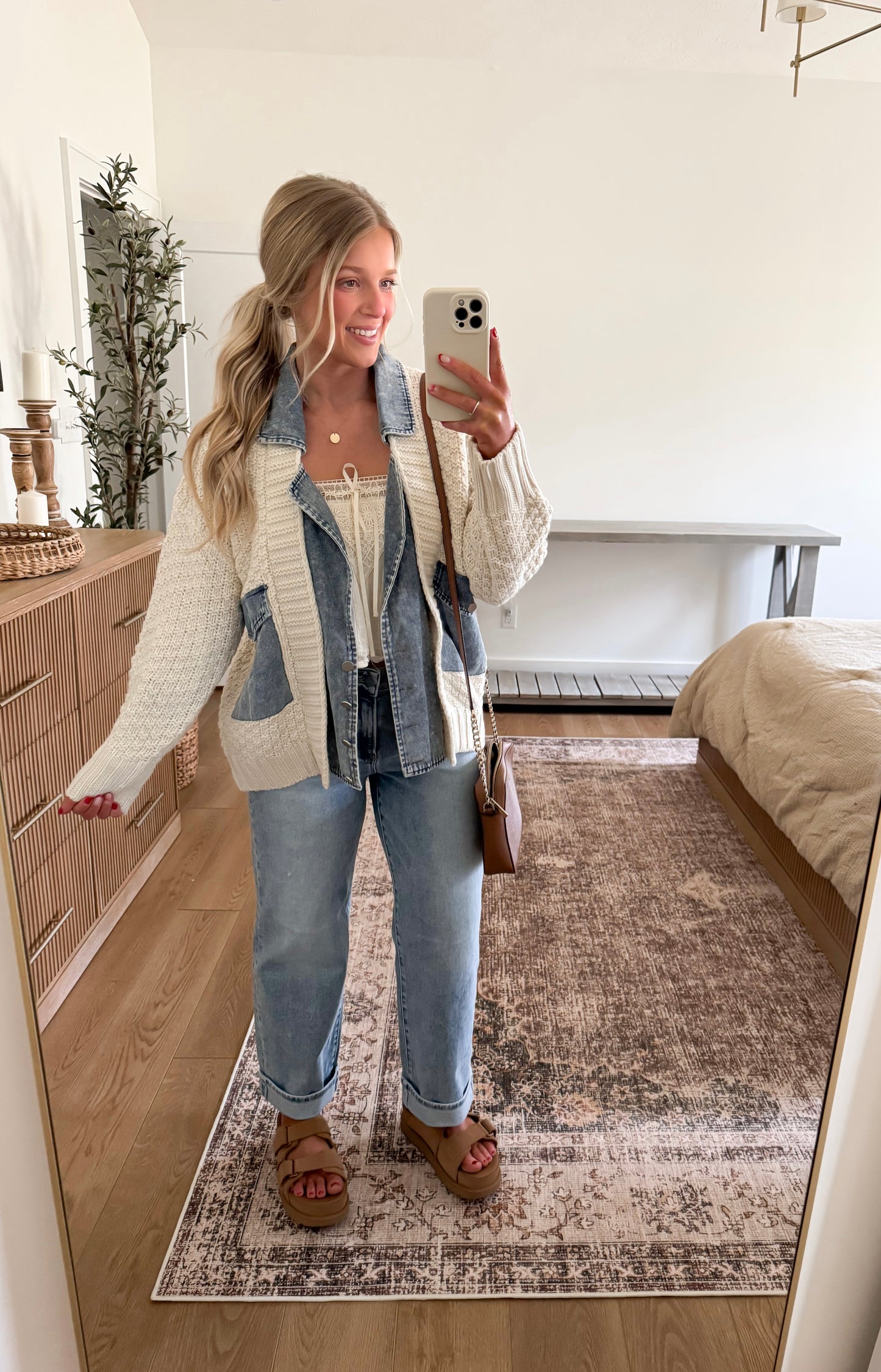 Knit + Denim Cardigan