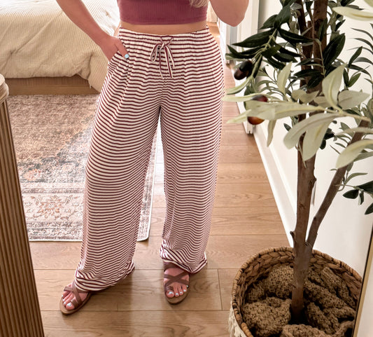 Striped Pants - Dark Red