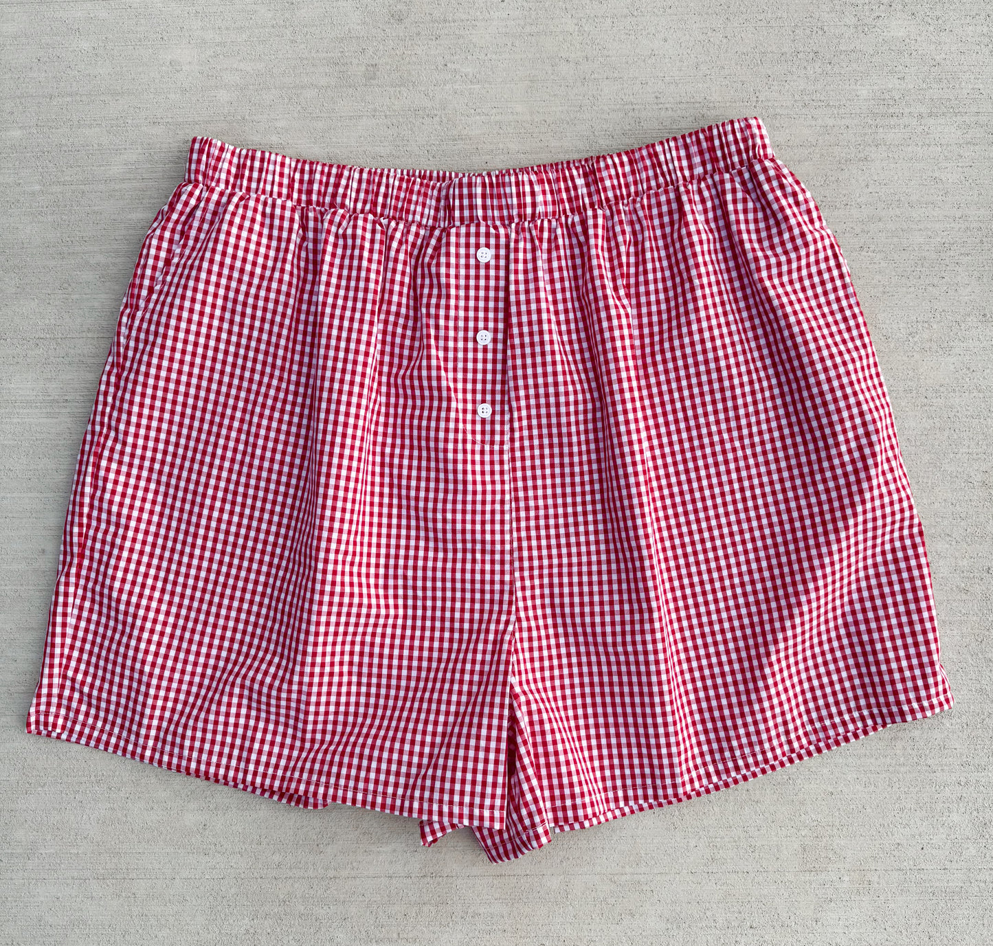 Gingham Boxer Shorts (Plus) - Red