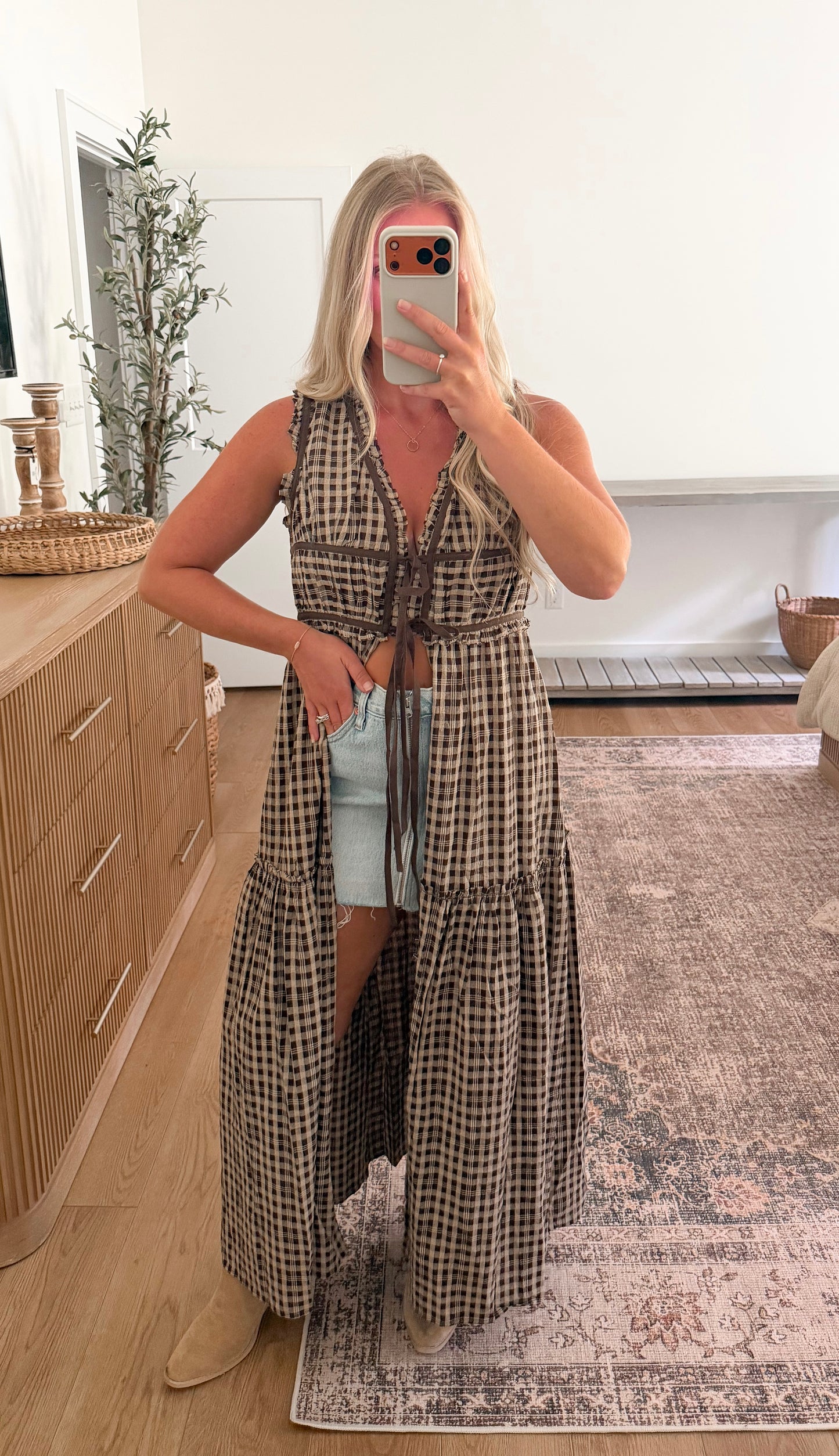 Brown Plaid Duster
