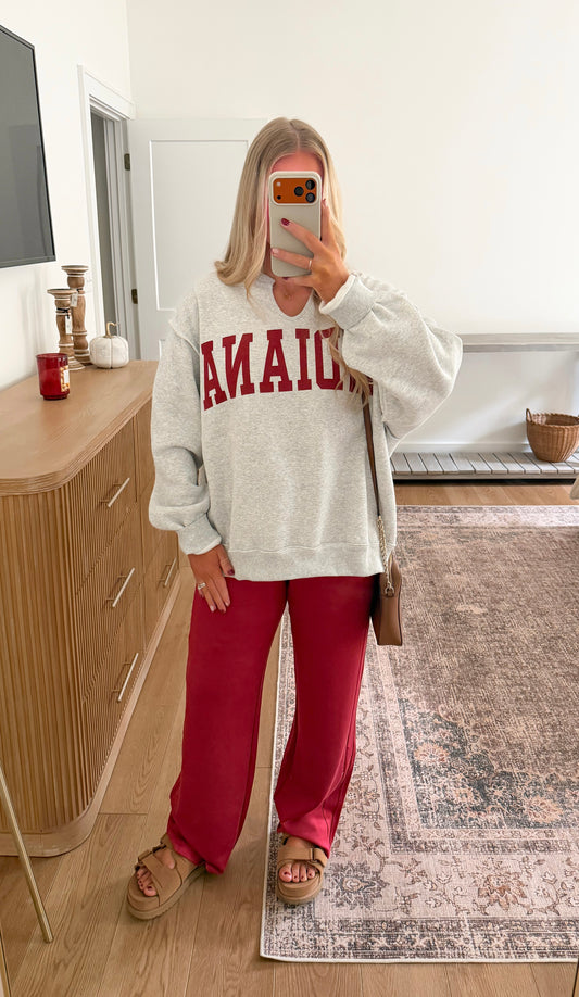 Indiana Reversible Crewneck - Heather Grey