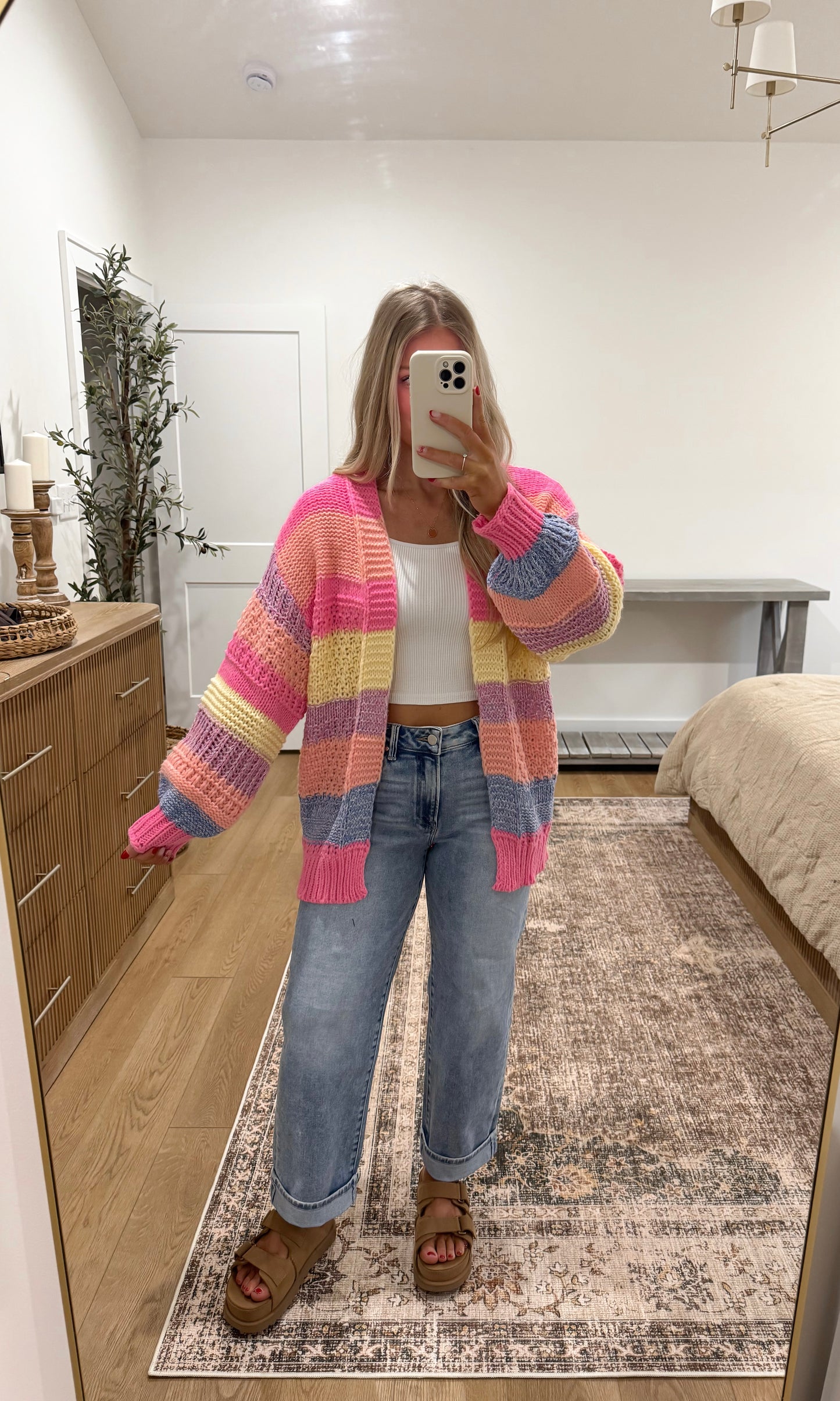 Quilted Striped Cardigan