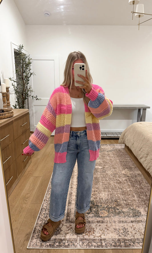 Quilted Striped Cardigan