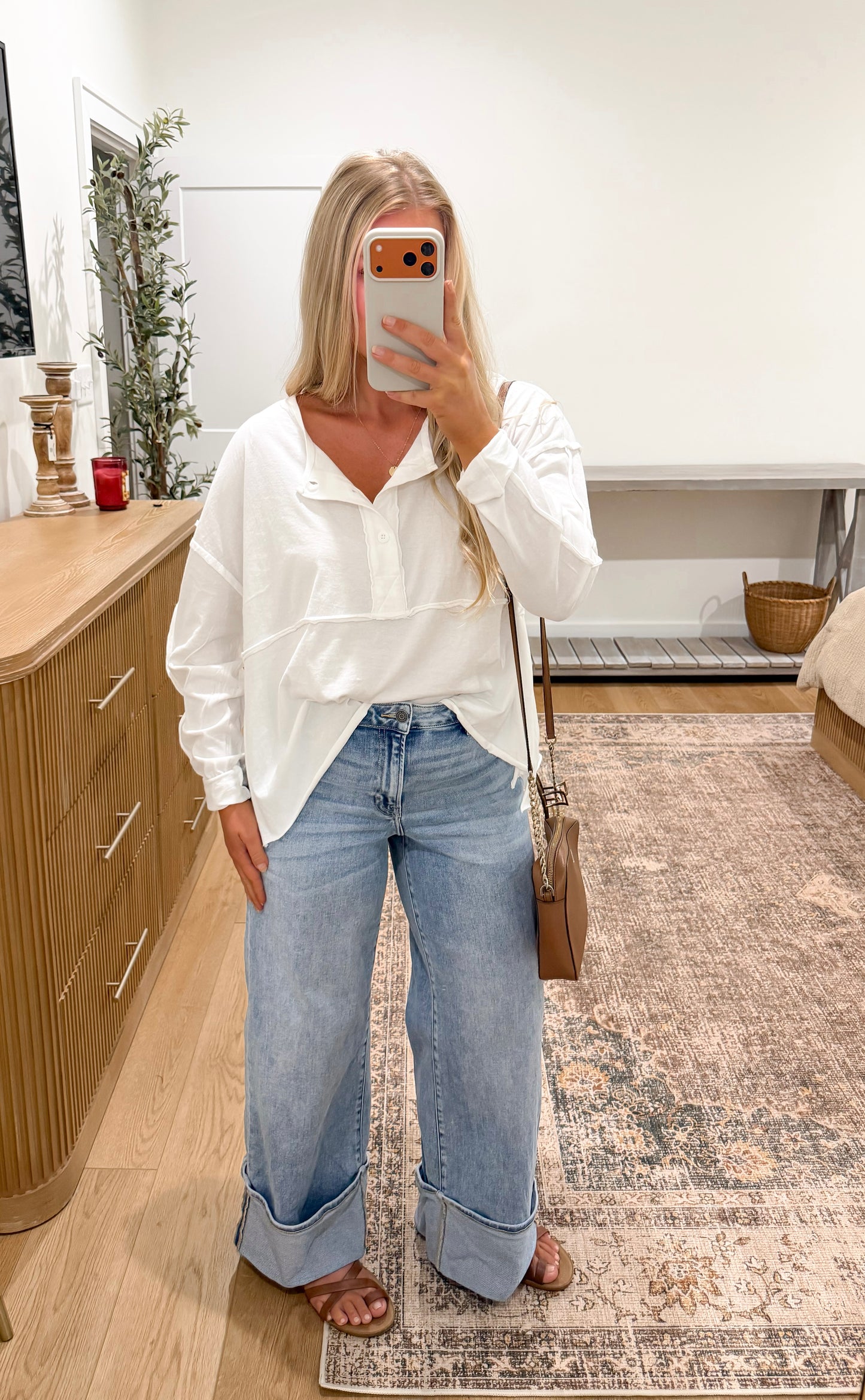 Washed Henley - White