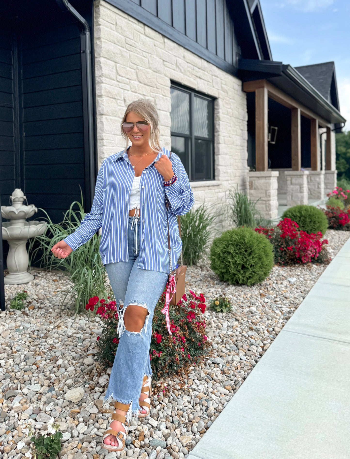 Striped Button Down - Blue
