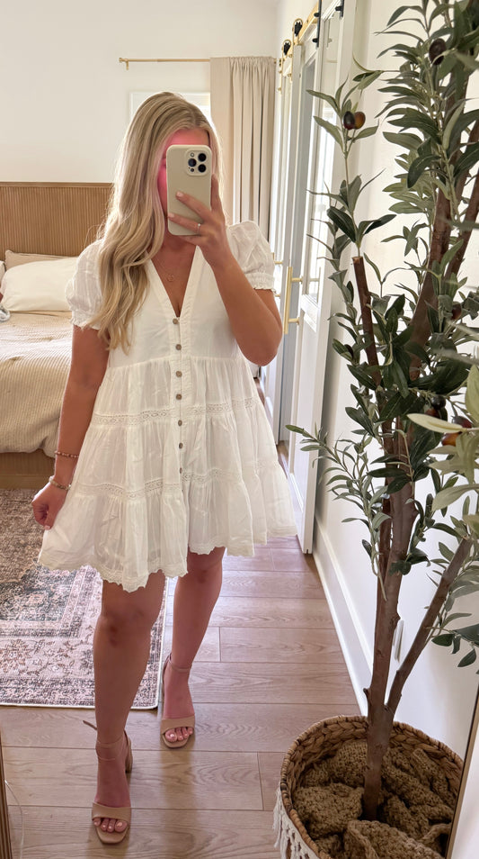 Sunday Stroll Mini Dress - White