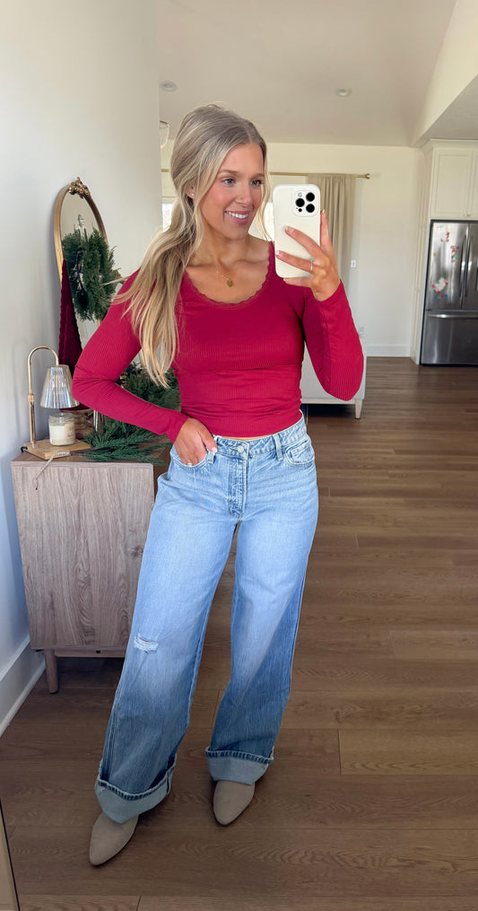 Lace Trim Basic - Wine