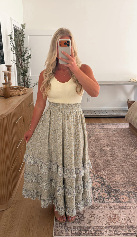 Floral Meadow Maxi Skirt - SMALL