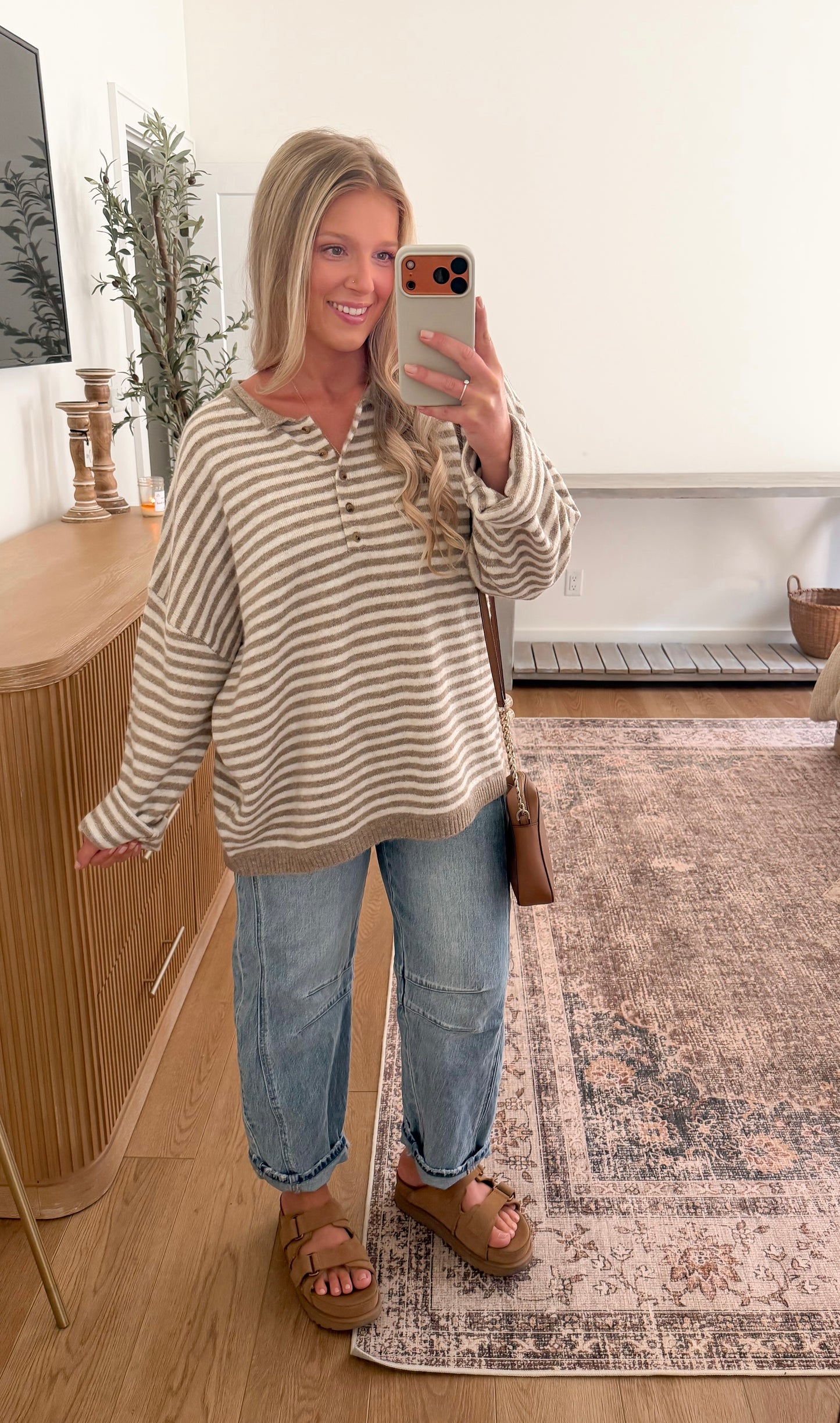 Striped Teddy Henley Sweater